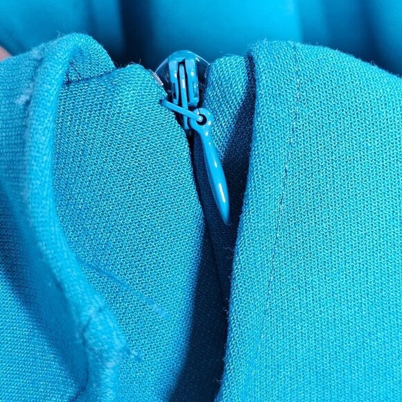 French Connection Whisper Ruth Ruffle Halter Neck Dress Mosaic BLue Women Size 8 - Picture 9 of 13